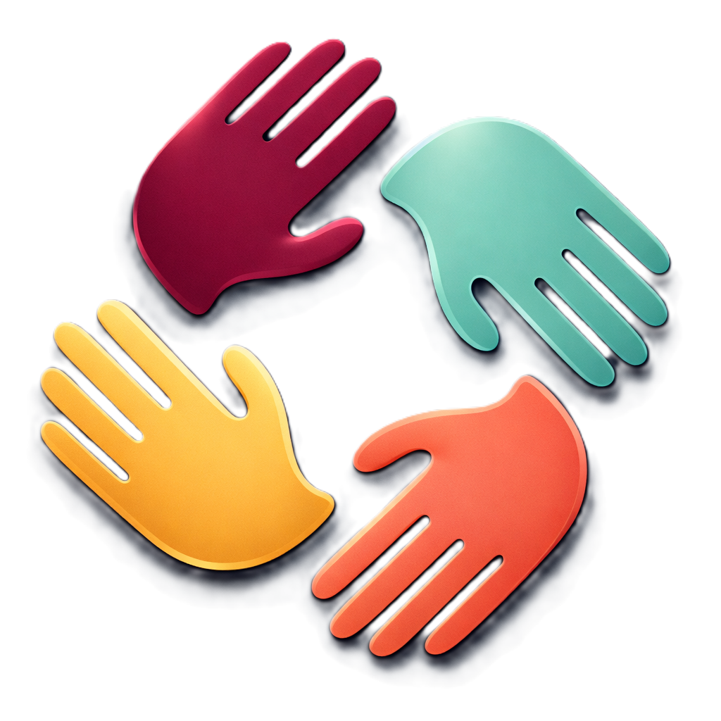 Philfalt Logo, Vier bunte Hände im Kreis