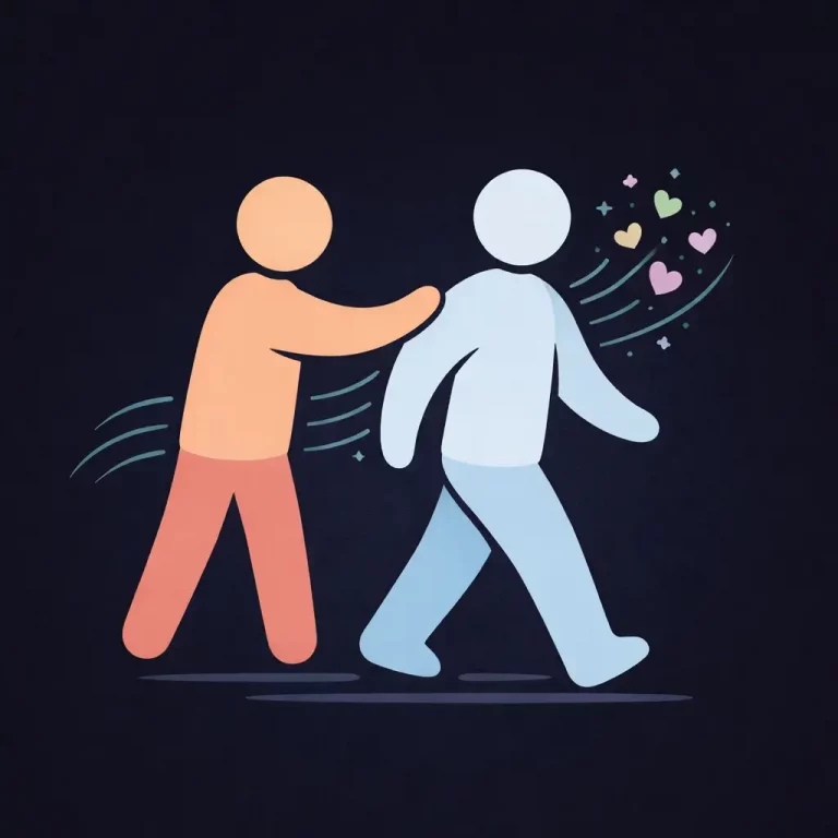 Piktogramm symbolisiert Rückenwind. Eine Person unterstützt die andere.